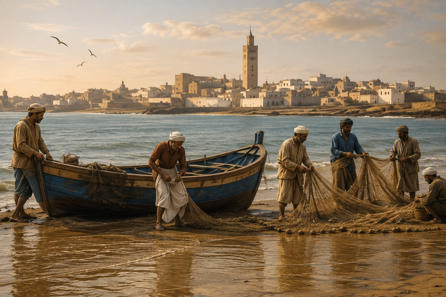 Pêcheurs des Ouled Jerrar sur le littoral